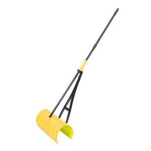 17 in. 3-in-1 Yellow Ergonomic Pickup Rake with Telescopic Rubber Grip Steel Handle